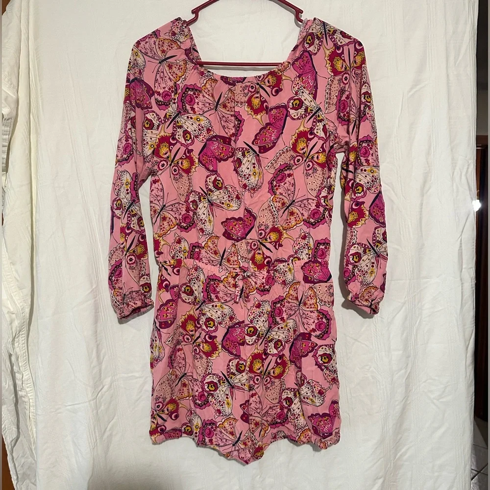 The Children's Place Pink Butterfly Print Romper size 14